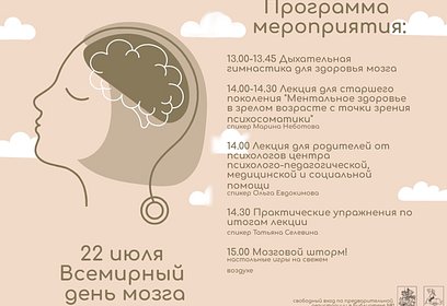 В Одинцовской Библиотеке № 1 22 июля пройдет программа, посвященная Всемирному дню мозга