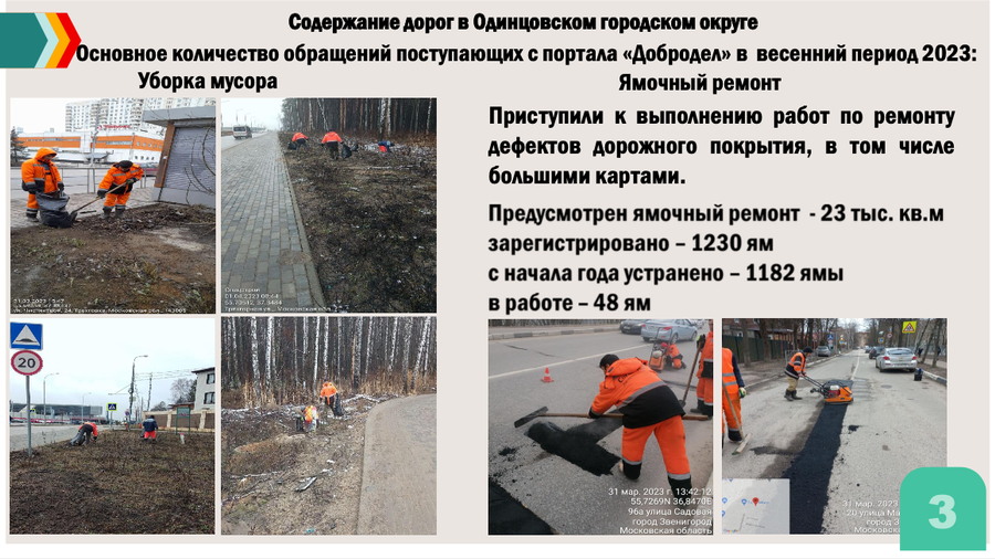 Снимок экрана 04 04 в 17.52.00, Ход ямочного ремонта на дорогах общего пользования обсудили на совещании главы Одинцовского округа