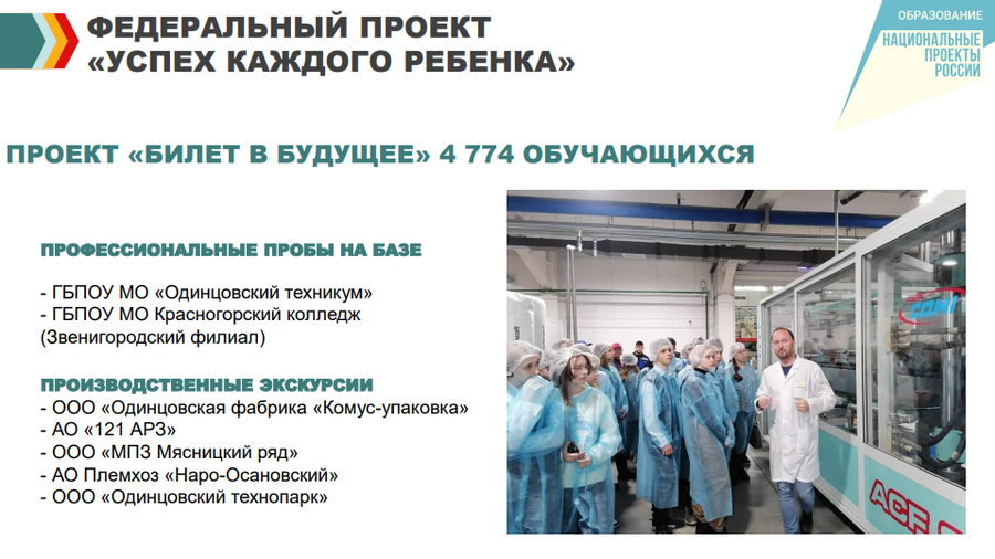 Проекты текст 4, В Одинцовском округе реализуются более 10 федеральных и региональных образовательных проектов