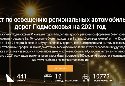 Девять дорог Одинцовского округа принимают участие в голосовании на «Доброделе» по проекту установки освещения
