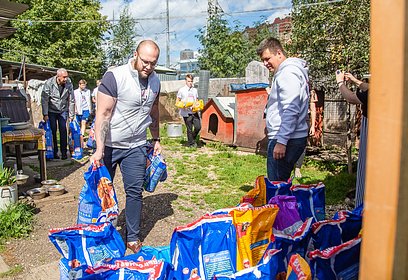 Подмосковные партийцы передали Одинцовскому приюту для животных почти тонну корма