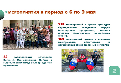 Более 400 мероприятий провели ко Дню Победы в Одинцовском округе