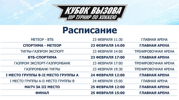 Хоккейный турнир «Кубок Вызова» стартует в Одинцово 23 февраля