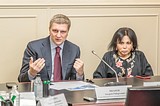 Андрей Иванов совместно с заместителем председателя общественной палаты Московской области Мариной Юденич
