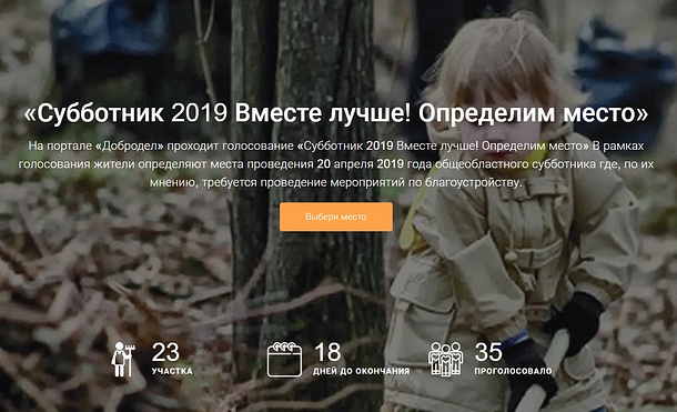 Голосование «Субботник-2019» стартовало на портале «Добродел», Март