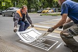 Фото: «Отвлекись от телефона»: в Одинцово вблизи школ наносят предупреждающие надписи