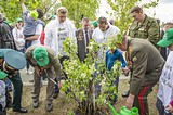 Одинцовские единороссы приняли участие в закладке сиреневой аллеи в центре города