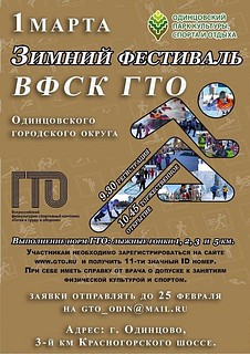 Зимний фестиваль «ГТО» пройдет 1 марта на территории Одинцовского округа
