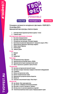 Программа Одинцовского молодёжного фестиваля «ТВОЙ ФЕСТ»