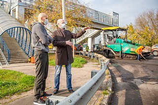 Дмитрий Голубков проинспектировал ход ремонтных работ на трассе А-107 в Звенигороде