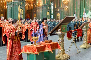 Освящение воинских символов и икон Святого Архангела Гавриила прошло в Главном храме Вооруженных Сил РФ