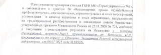 Одинцовская ветеринарная станция информирует об отрицательном результате на заболевание животного бешенством, Инцидент произошёл в г. Одинцово