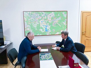 Олег Рожнов провёл рабочую встречу с начальником территориального управления города Кубинка Евгением Степаненко