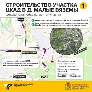 Строительство участка ЦКАД в д. Малые Вяземы