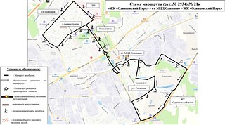 Схема маршрута № 21к: