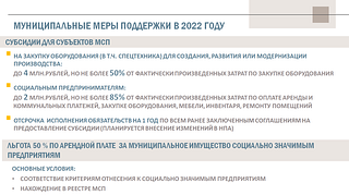 Муниципальные меры поддержки в 2022 году