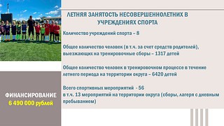 Летняя занятость несовершеннолетних в учреждениях спорта