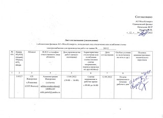 Лист согласования