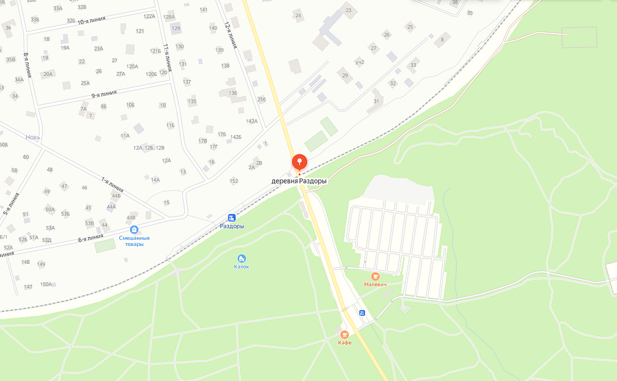 Местоположение перегона «Кунцево-2 — Усово» на карте, Июнь