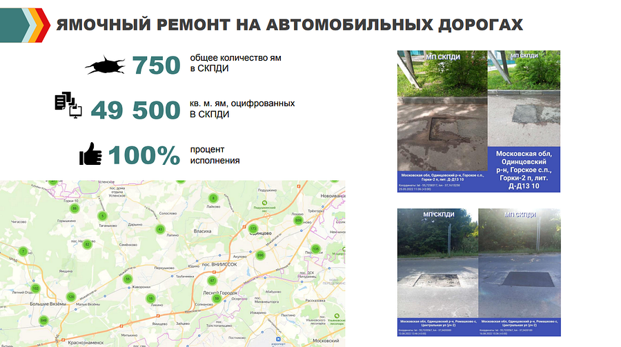 Дороги текст 2, В 2022 году на дорогах местного значения в Одинцовском округе отремонтировали 750 ям