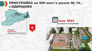 Социальные объекты: Пристройка на 500 мест к школе № 14, г. Одинцово