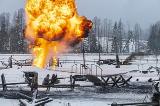 Реконструкцию посвятили контрнаступлению Красной Армии в Битве под Москвой