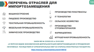 Перечень отраслей для импортозамещения