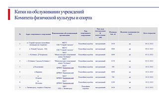 Катки на обслуживании учреждений Комитета физ. культуры и спорта