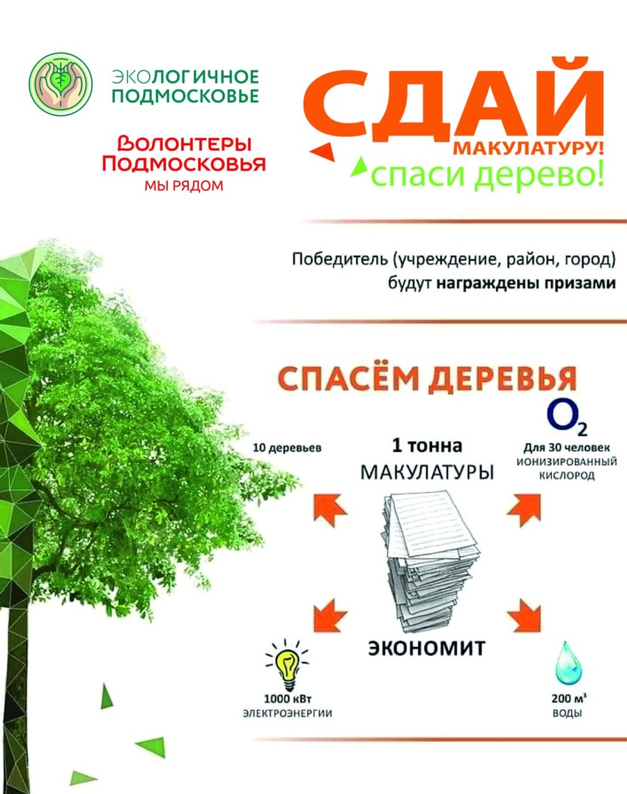 Жители Одинцовского округа примут участие в экомарафоне «Сдай макулатуру — спаси дерево!», Март