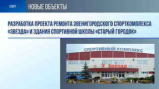 Разработка проекта ремонта Звенигородского спорткомплекса «Звезда» и здания спортивной школы «Старый Городок»