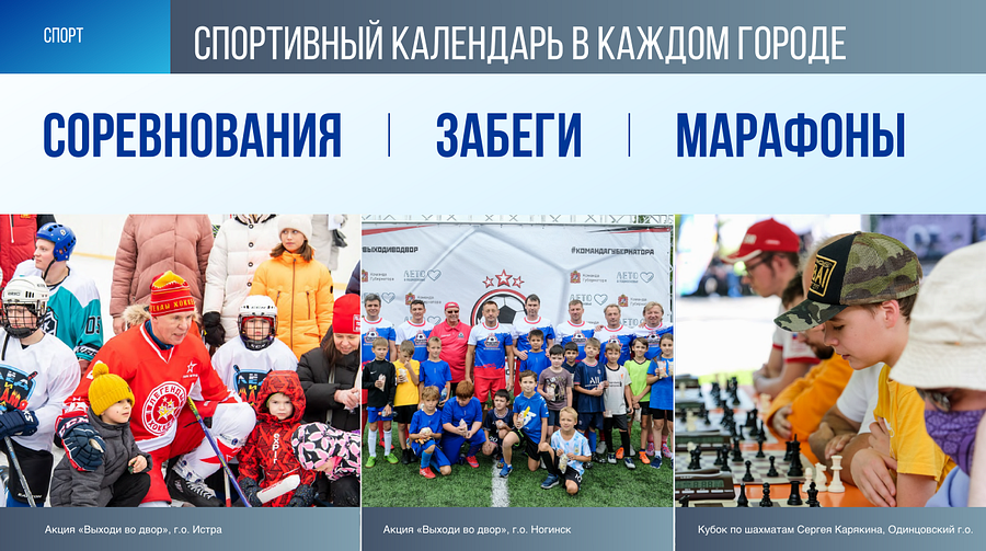 Спортивный календарь в каждом городе, 7 июня состоялось ежегодное обращение губернатора Московской области Андрея Воробьева к жителям