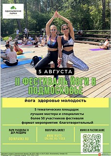 В одинцовском парке «Раздолье» 5 августа пройдёт II региональный фестиваль йоги