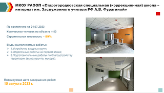 Старогородковская специальная школа им. А. В. Фурагиной отремонтирована уже на 89%
