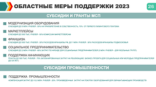 Областные меры поддержки 2023