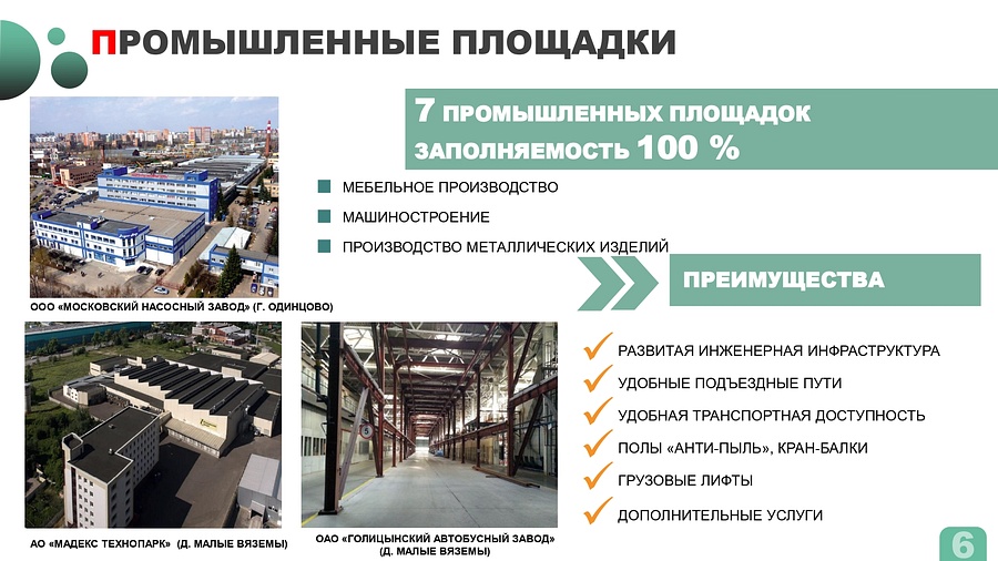 В3 Садетдинова АА Технопарки ИП промплощадки, В Одинцовском округе до 2030 года планируется построить 4 индустриальных парка