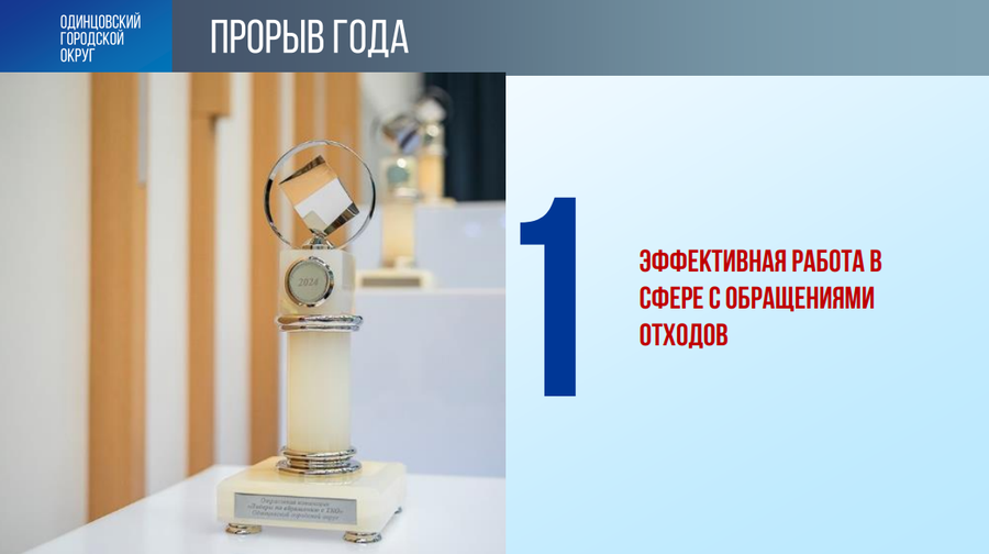 Итоги текст 2, По итогам года в областном рейтинге Одинцовский округ вошел в «зеленую зону» по 8 показателям