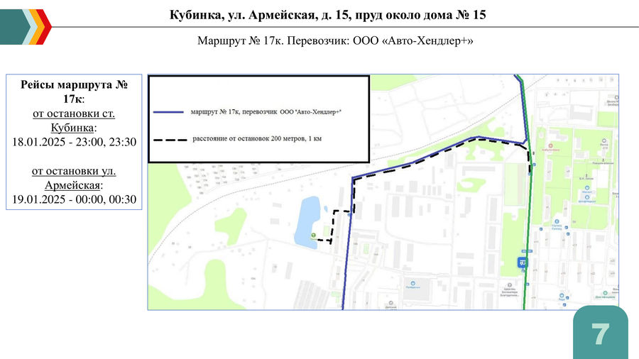 Кубинка, ул. Армейская, пруд около д.15. Маршрут № 17к, Крещение — 2025 в Одинцовском округе: адреса, время и как добраться